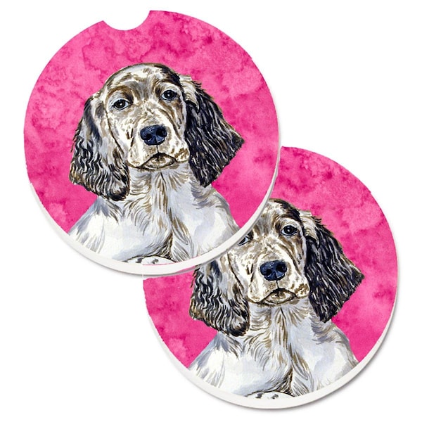 Carolines Treasures Pink English Setter Set of 2 Cup Holder Car Coaster LH9367PKCARC - main